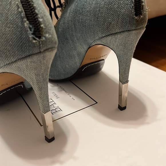Balmain Denim Open Toe Bootie SZ 39, Same Day Ship π Spring Clean Closet Saleπ - Picture 5 of 16